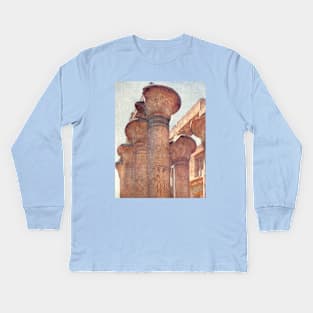 Capitals In Hypostyle Hall, Karnak in Egypt Kids Long Sleeve T-Shirt